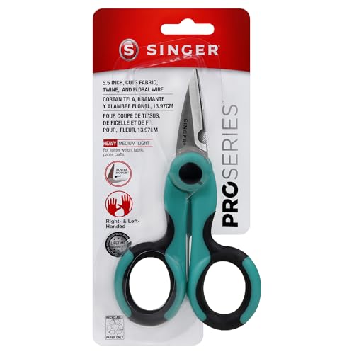 SINGER 00558 5-1/2-Inch ProSeries Heavy Duty Scissors with Power Notch, Teal