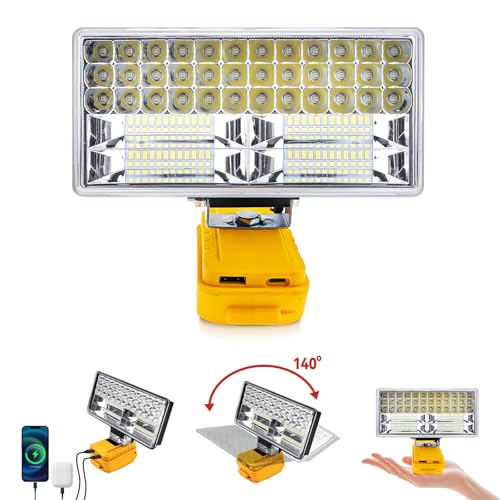 90W LED Work Light, Cordless Work Light, LED Spotlight, Waterproof Jobsite Flood Lights for Construction Site, Workshop, Garage, Camping and Car Repairing (for Dewalt)