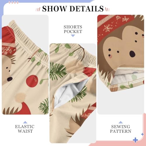 ZZXXB Hedgehog Holly Leaves Boys Long Pants Soft Trousers Elastic Waist Kids Lounge Bottoms with Pockets S-XL4