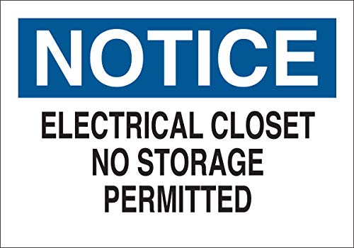Panneau Electrical Closet de Brady en polyester B-302 bleu noir sur blanc de 35,6 x 25,4 cm