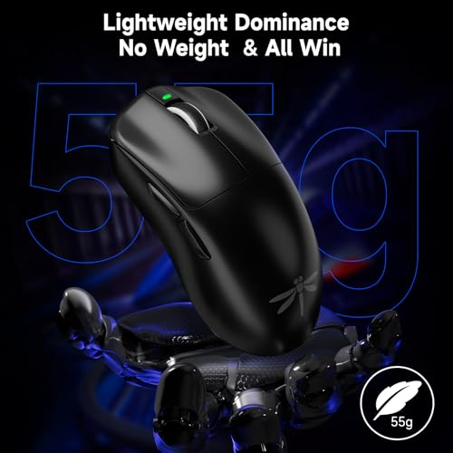 Image of VGN F1 Pro Max Wireless Gaming Mouse - 55g Ultralight - 26000 Adjustable DPI - 1000Hz Polling Rate - 200h Battery - Wireless & Wired Mode - 6 Programmable Buttons - Professional Grade - USB-C - Black