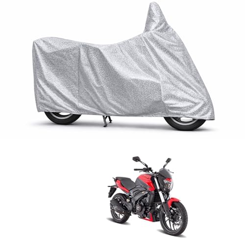 Image of 100% Waterproof Two Wheeler Body Cover Multi Layered Fabric Designed for Bajaj Dominar 250 | Belt Buckle Lock | Silver Mag
