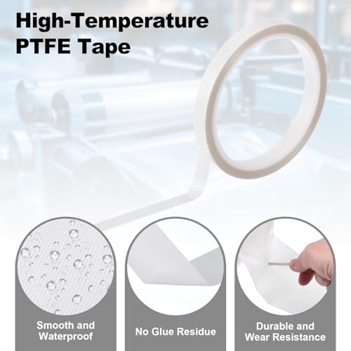 Image of PATIKIL Heat Resistant Tape, 0.2 Inch x 33 Feet High Temperature Tape PTFE Adhesive High Heat Tape Waterproof for Vacuum Sealer Machine Insulation Protection, White, 0.18mm Thick