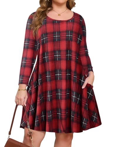 Women 3/4 Sleeve Plus Size Casual Fall Dresses 2024 Crew Neck T S...