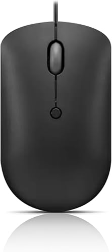 Lenovo Ratón compacto con cable USB-C 400 - Ratón portátil de bolsillo para portátil o monitor de computadora grande, color negro