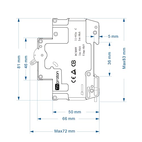 Witproton Dc Miniature Circuit Breaker 2 Poles 500V 16A 25A 32A 63A Isolator For Solar Pv System, Thermal Magnetic Trip, Din Rail Mounting #TOP2