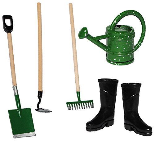 alles-meine.de GmbH 1 Paar Gummistiefel - schwarz - Miniatur - Maßstab 1:12 - für Puppenstube - Puppenhaus - Garten…