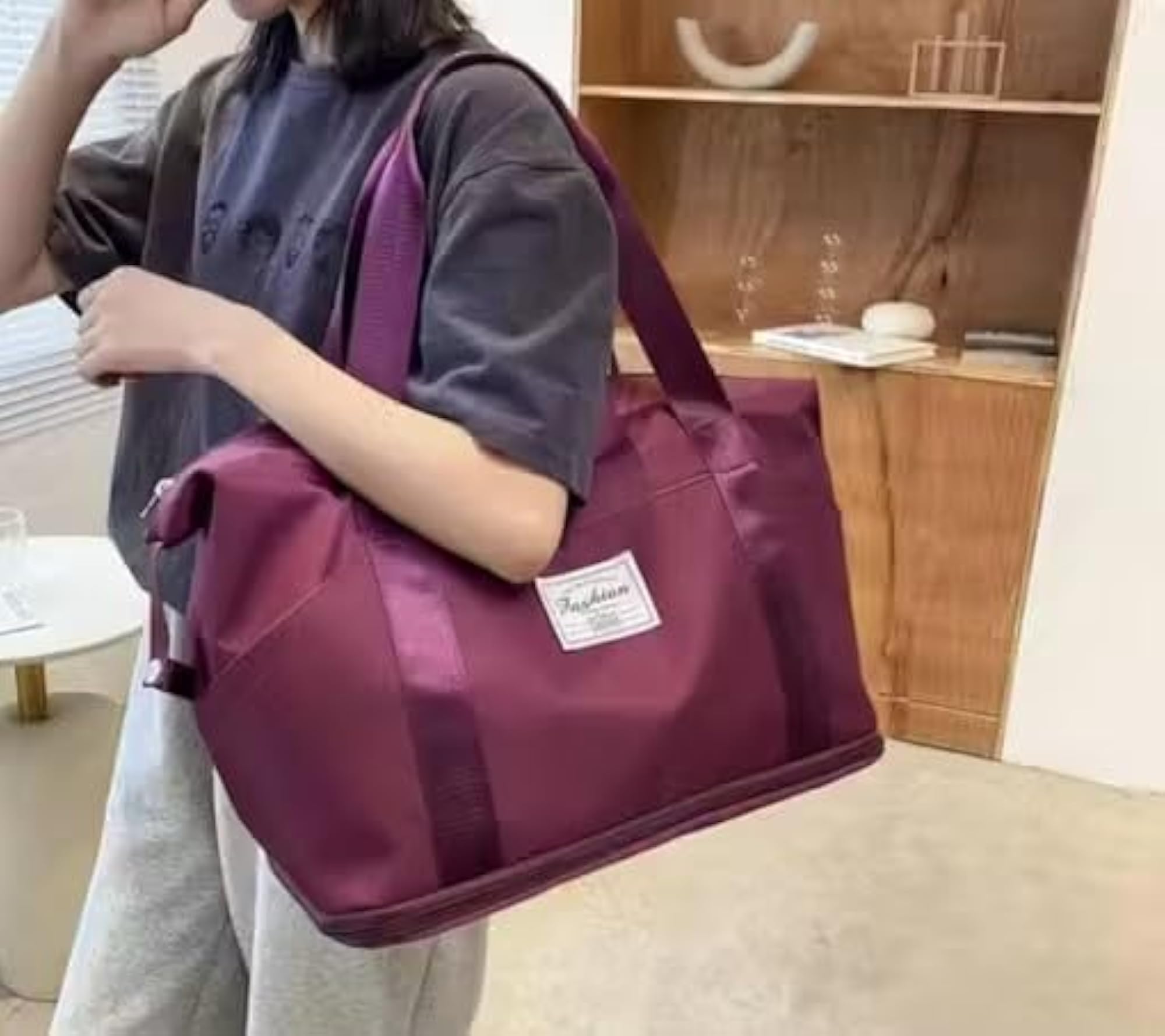 Women's Nylon Expandable Travel Duffle Bag, Waterproof