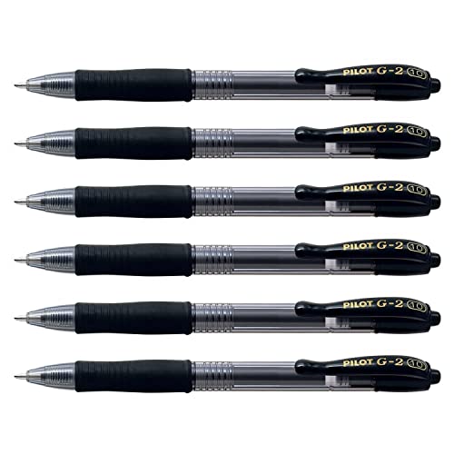 Image of Pilot Set of 6 Ballpoint gel Pens 10 G2, Black
