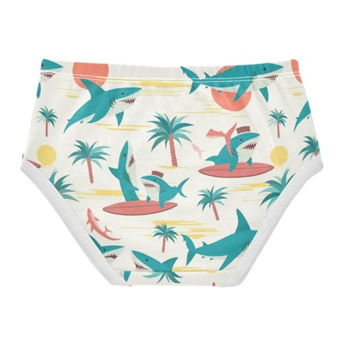 Wusikd Sharks Surfboards Girls' Underwear Cotton Palm Trees Girls Briefs Soft Toddler Underwear 2T2