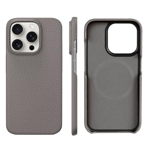 Coque cuir iPhone 15 Pro Max, l'accessoire magnétique gris idéal au quotidien