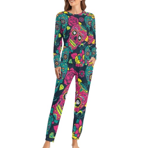 Pyjama femme crâne rouge pour vos soirées cocooning et nuits fraîches en sleepwear