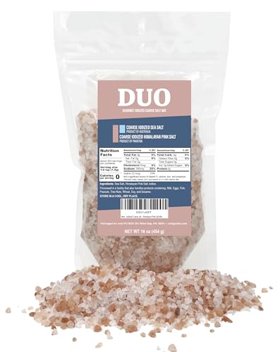 Sal marina gruesa con yodo y sal rosa del Himalaya 1 lb