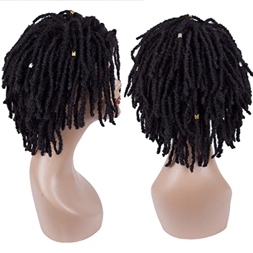 Yezhiqiu 8Inches Short Dreadlock Wig Natural Black Synthetic Hair Nu Faux Afro Dreadlock Wigs Heat Resistant Breathable Faux Locs Braids Hair Wigs (1B#) #TOP2