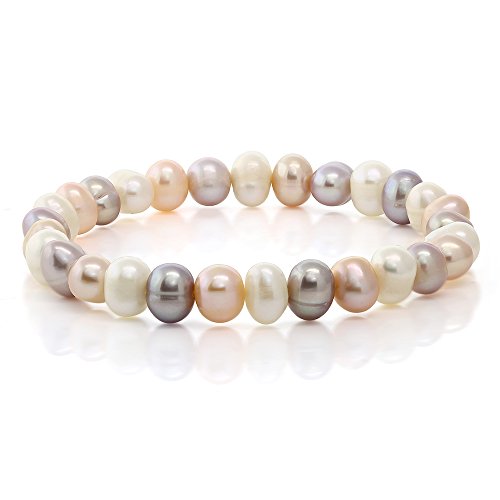 Gem Stone King Set Of 5 Multicolor Cultured Freshwater Pearl Stretch Bracelets 7.5 Inch4