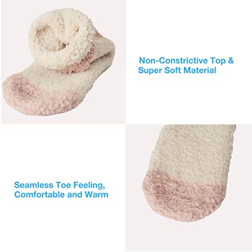 Image of Bulinlulu Fuzzy Socks With Grips for Women, 5 Pairs Non Slip Sleep Warm Fluffy Slipper Socks Gifts for Women