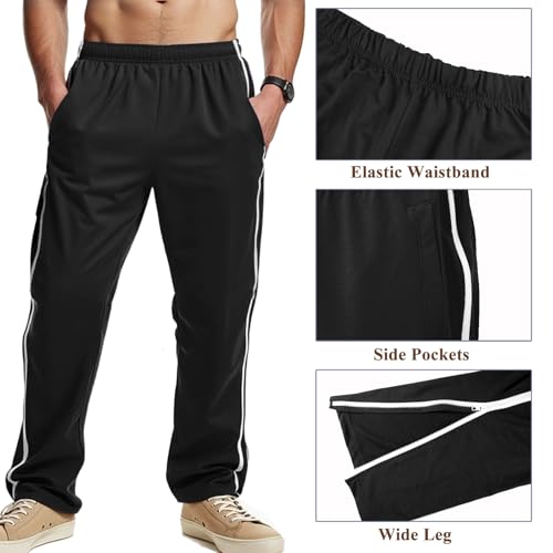 Neteson Pantalones de Chándal para Hombre Pantalones Deportivos Jogging Entrenamiento de Ocio con Cremallera Completa Pantalón de Rehabilitación Ropa Deportiva con Bolsillos - imagen 3