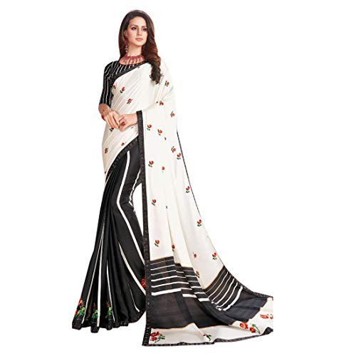 Black White Indian Ethnic Swarovski Work Sari with Blouse Piece Designer Saree for Women Party 7768 Black White Indian Ethnic Swarovski Work Sari with Blouse Piece Designer Saree for Women Party 7768