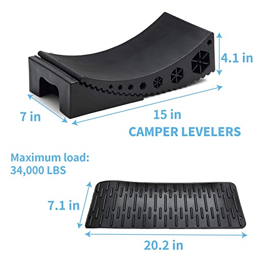 Homeon Wheels Camper Leveler, Rv Leveling Blocks Work For Rv Include 2Curved Levelers,2Chocks With Built-In Handle,2Mats,1Level And Bag,Easily Level Up Travel Trailer Up To 35,000Lbs(2-Pack) Black #TOP4