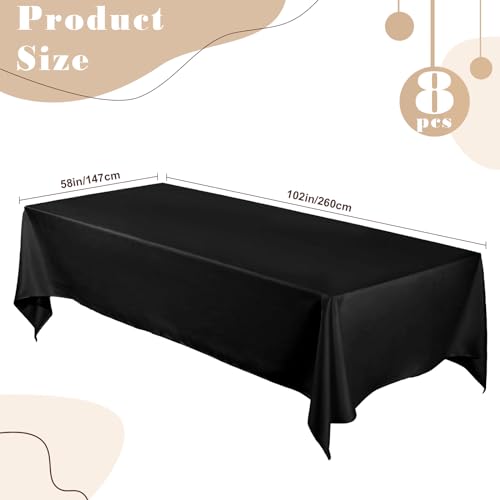 Fayavoo 8 Pack Black Tablecloth 58 x 102 Inch Rectangle Table Cover Stain and Wrinkle Resistant Washable Polyester Table Cloth for Decorative Table Cover for Dining Table Buffet Parties and Camping - Image 2