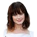 DreamSoul Short Curly Wavy Bob Wigs With Air Bangs Shoulder Length Synthetic Natural Black Mix Brown wigs for women