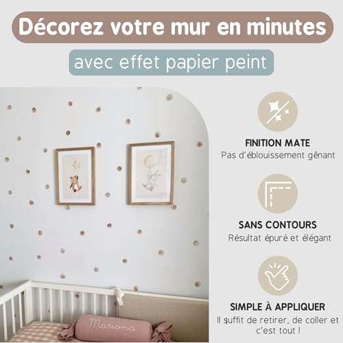 Stickers muraux enfants aquarelle pois marron TRESXICS - 3