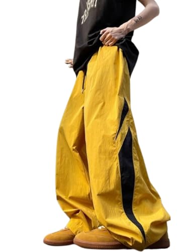 Pokn Y2k Drawstring Sweatpants for Women Baggy Parachute Pants Track Pants Streetwear Summer Cargo Pants