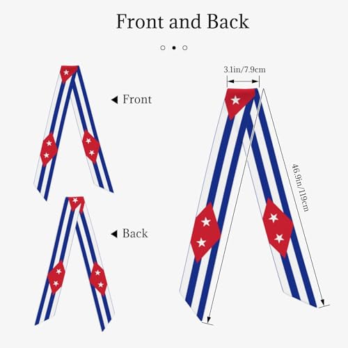 Cuban flag Long silk scarf, the material is soft, silky and shiny, can be used as headscarf, scarf, clothing accessories2