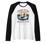 classico vintage grand teton parco nazionale retro montagna maglia con maniche raglan