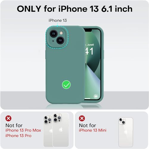 Vooii Compatible with iPhone 13 Case, Liquid Silicone Upgrade [Camera Protection] [Soft Anti-Scratch Microfiber Lining] Shockproof Phone Case for iPhone 13 6.1 inch - Pine Green by Vooii - Image 5
