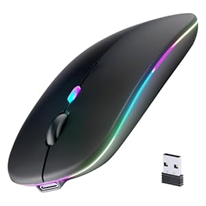 Mouse inalámbrico Bluetooth, recargable, LED, silencioso y diseño ultrafino (receptor USB Bluetooth 5.2 y 2.4 GHz) | Mouse portátil para computadora portátil, iPad, MacBooks y dispositivos Apple