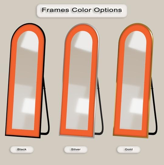 23,5’’W x 67’’ Sun-Baked Geometry – Textured Arch Floor Mirror Full Lenght Mirror - Arch Full Body Stained Floor Mirror with Silver Frame