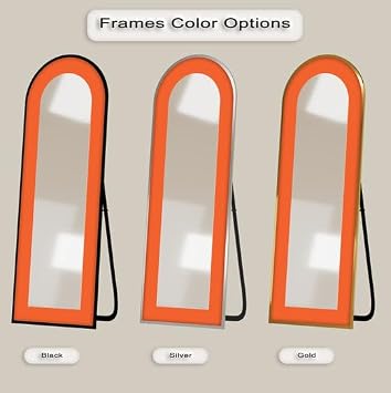 23,5’’W x 67’’ Sun-Baked Geometry – Textured Arch Floor Mirror Full Lenght Mirror - Arch Full Body Stained Floor Mirror with Silver Frame