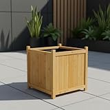 Mucola Blumenkübel aus Holz 50cm Pflanzkasten Garten Terrasse Pflanzkübel | inkl. schwarzer Schutzfolie | Blumentopf Blumentrog Übertopf