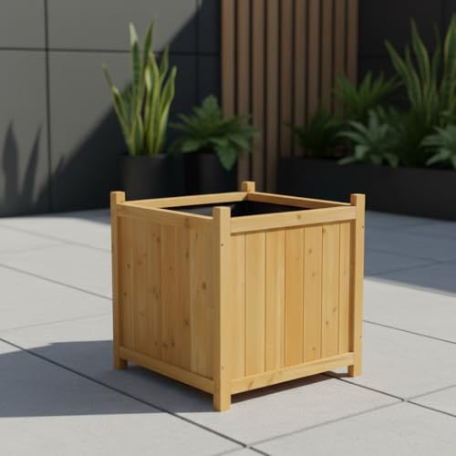 Mucola Blumenkübel aus Holz 50cm Pflanzkasten Garten Terrasse Pflanzkübel | inkl. schwarzer Schutzfolie | Blumentopf Blumentrog Übertopf