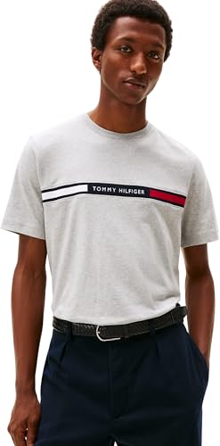 Tommy Hilfiger T-Shirt Maniche Corte Uomo Scollo Rotondo, Grigio (Light Grey Heather), XS