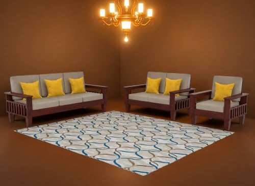 Image of Sheesham Wood 6 Seater Sofa Sets for Living Room Wooden 6 Person Sofa Set Without Coffee Table, Sofas Six Seater for Office (3+2+1, Mahogany)