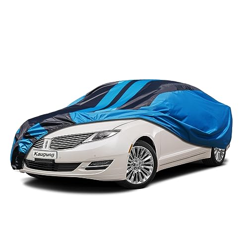 Image of Kaugung Car Cover Waterproof Custom Fit Lincoln MKZ (2006-2023), Full Exterior Cover for Automobiles Lightweight Resistant Outdoor Sun UV Rain Dust Snow Wind Protection, Blue