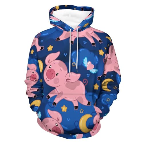 Sweat Cochon de Lune Étoilé Pull Confortable pour Soirée Fraîche
