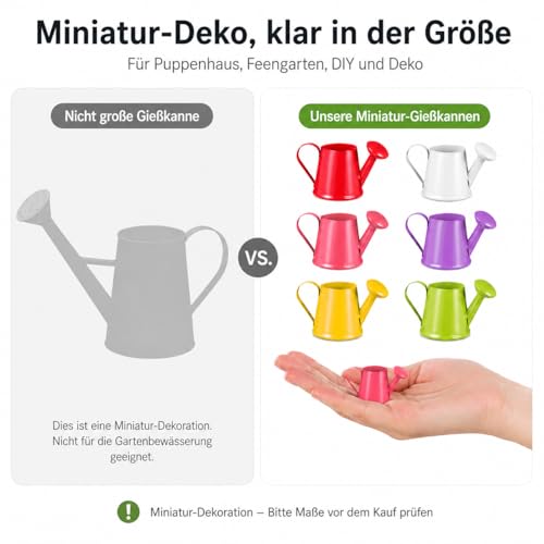 Petits arrosoirs en métal lot de 6 mini pots déco - 8