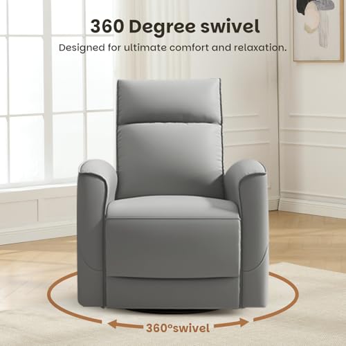 Sillón reclinable giratorio en gris con cuero sintético miniatura 6