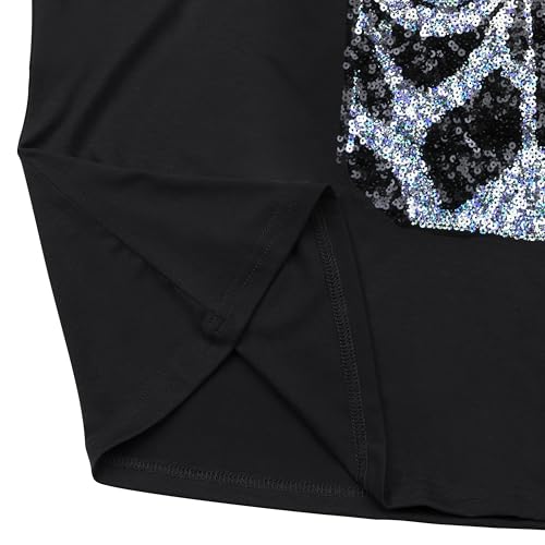 Image of PESION Womens Short Sleeve T-Shirt Sequined Tops O-Neck Funny Graphic Tees Blouse