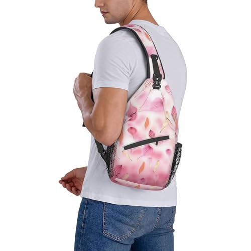 Sac à dos à bandoulière rose imprimé pétales pour voyage et randonnée
