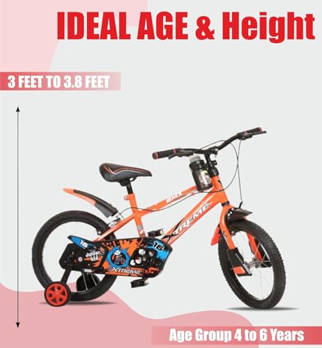 Image of JUNIOR KID 16 Inch JKX Series Kids Rigid Cycle for Boys & Girls 4 to 7 Years with Training Wheel Orange