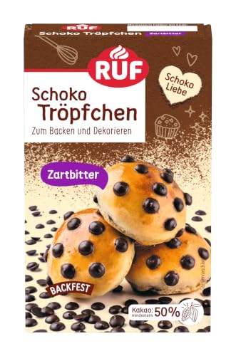 RUF Schoko-Tröpfchen Zartbitter, backfeste Schokoladen-Drops Vegan, 100g