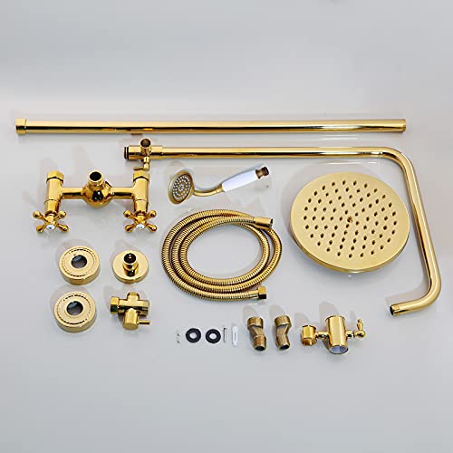 Système de douche pluie or avec mitigeur double commande et douchette