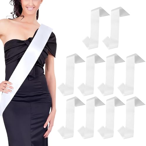 Écharpe blanche de cérémonie pour bal de promo et concours de beauté officiels