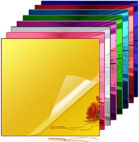 Adrattnay Acrylic Mirror Sheets 1/8 Thick, 8Pack 8"x 8" Plexiglass Sheets Mirror Panels for Laser Cutting & Engraving, Glossy Acrylic with Protective Film for DIY Crafts
