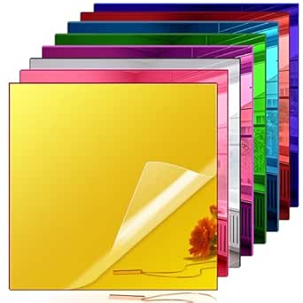 Adrattnay Acrylic Mirror Sheets 1/8 Thick, 8Pack 8"x 8" Plexiglass Sheets Mirror Panels for Laser Cutting & Engraving, Glossy Acrylic with Protective Film for DIY Crafts