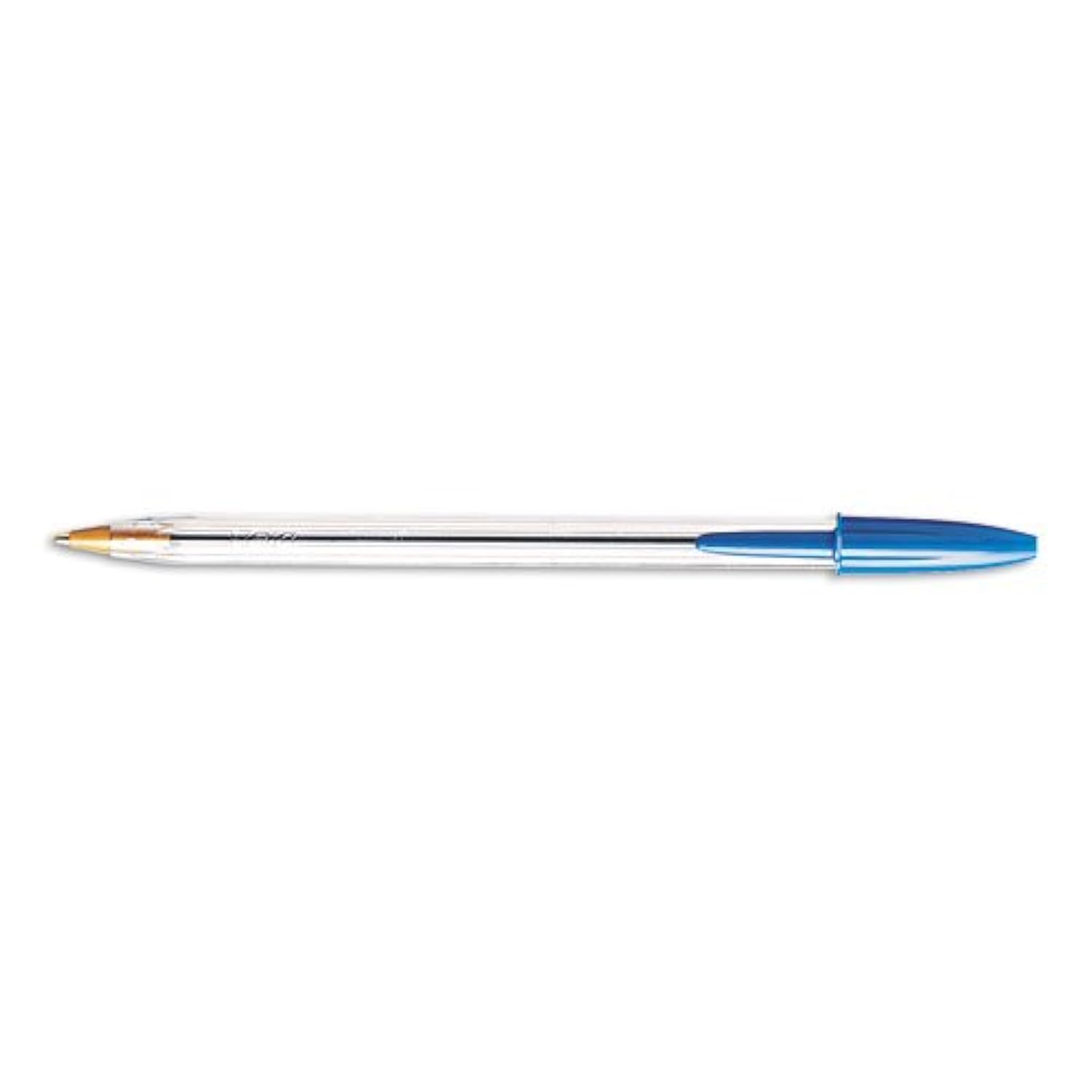 BIC Cristal Stick Ball Pen with 1.0 mm Medium Point, Clear Barrel - 12 per Pack (Blue Ink) Sold as 2 Packs of - 12 - / - Total of 24 Each
